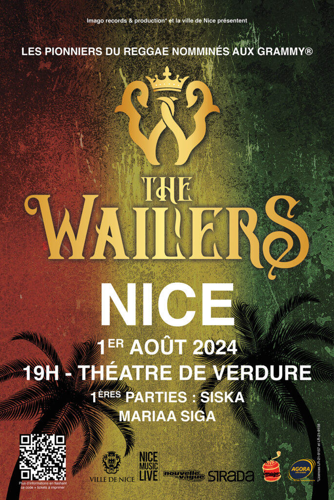 Affiche pour. le concert des Wailers à Nice